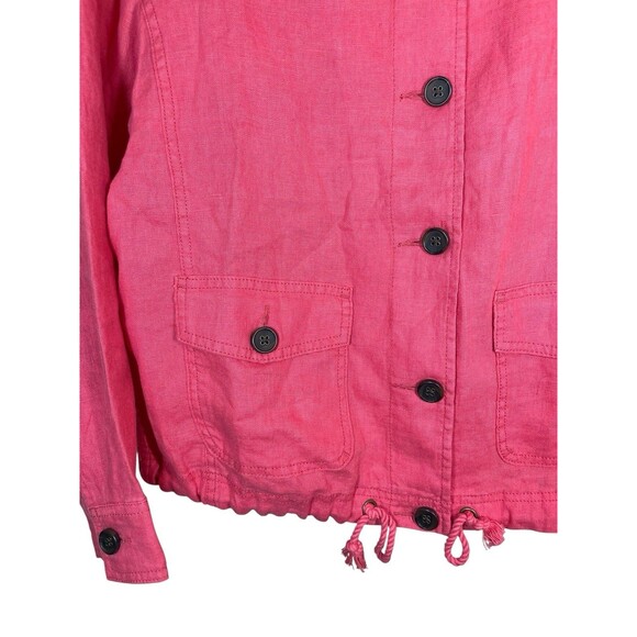 Talbots Washed‎ Linen Jacket Size MP Coral 100% Linen Pockets Lightweight - Picture 4 of 11